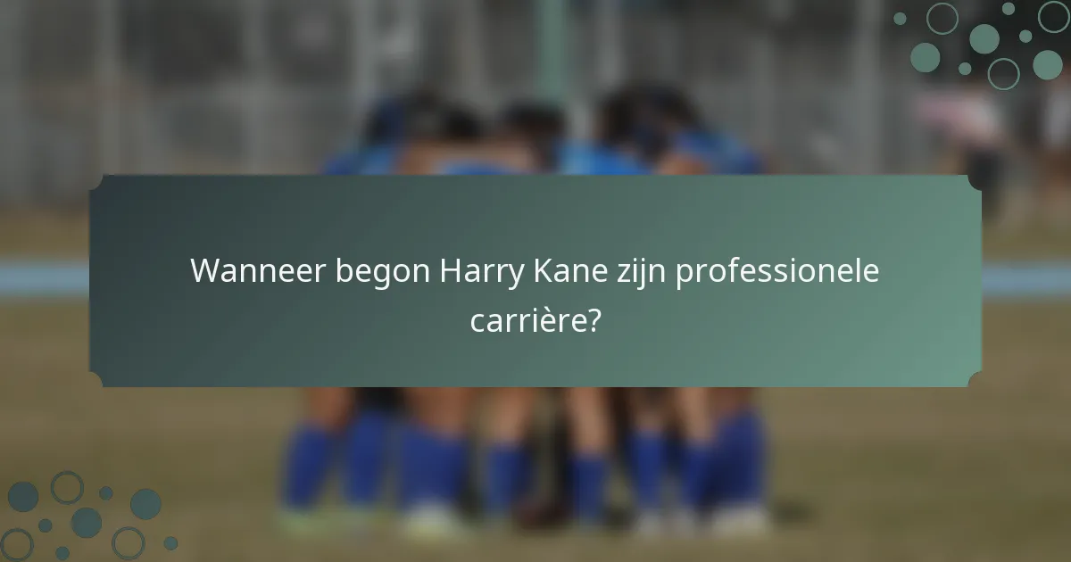 Wanneer begon Harry Kane zijn professionele carrière?